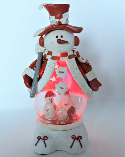 Night Light, Snowman Belly Globe, Red & White, Vintage