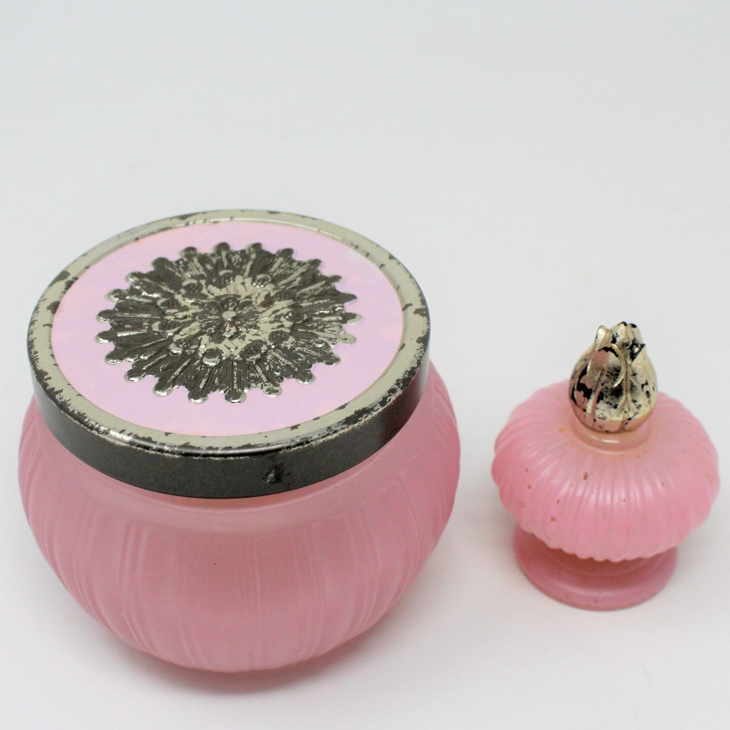 Perfume Jar Set, Avon Pink Glass Elusive Jars, Empty, Set of 2, Vintage
