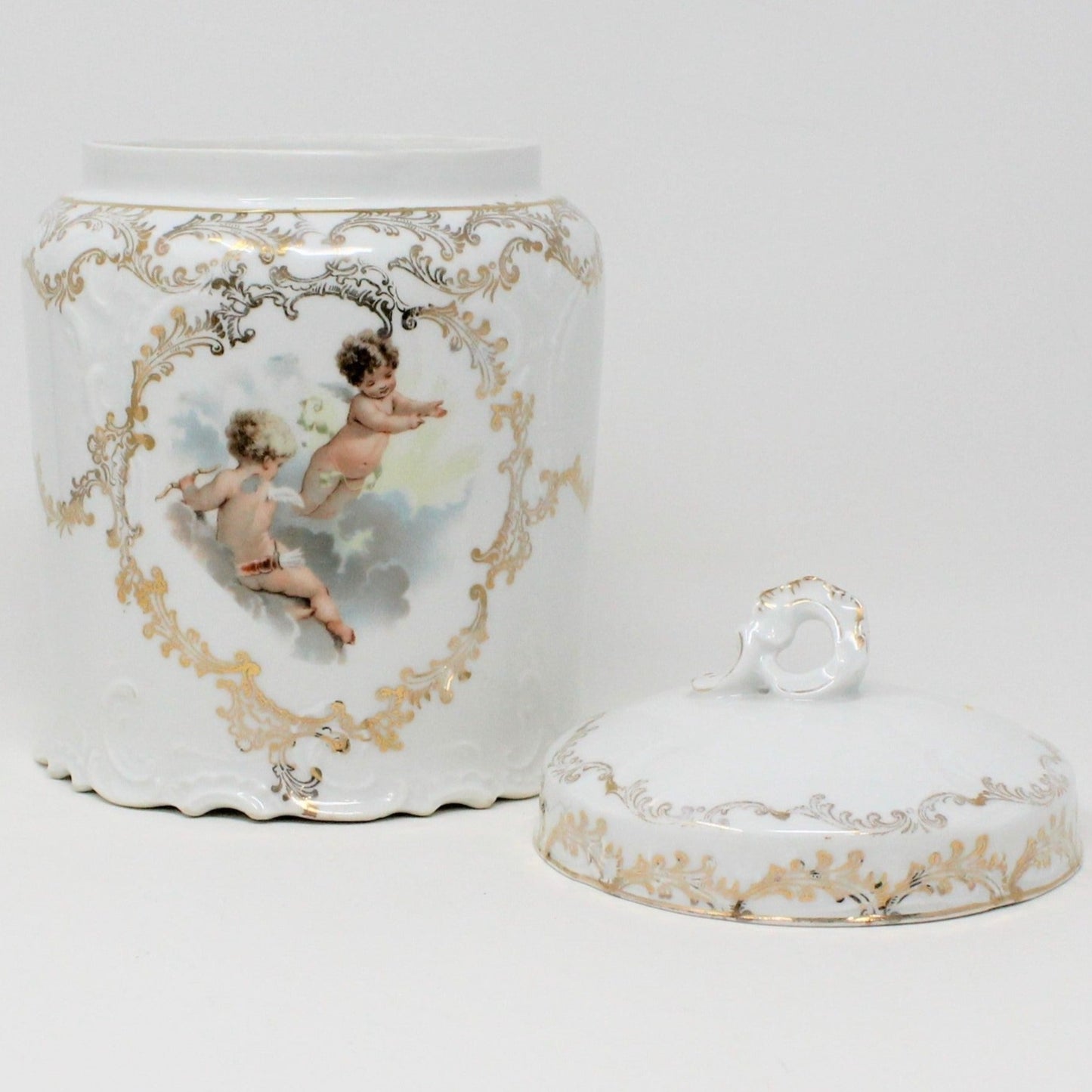 Canister / Biscuit Jar, Rosenthal Sanssouci, Cherub Angels, Germany, Antique RARE, SOLD