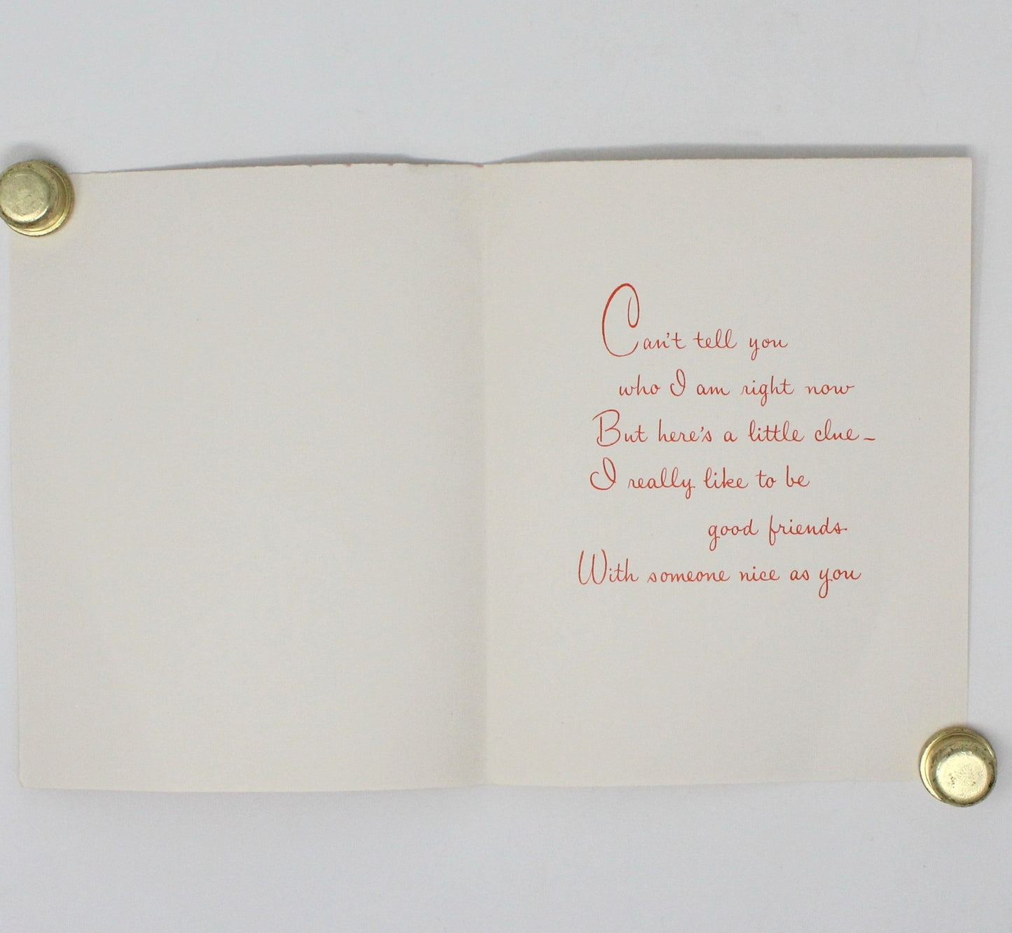 Greeting Card / Valentine's Day Card, Secret Pal, Unused, Vintage