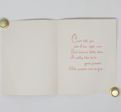 Greeting Card / Valentine's Day Card, Secret Pal, Unused, Vintage