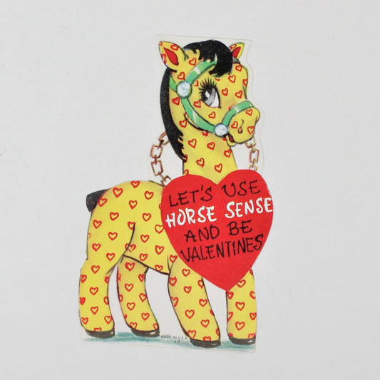 Greeting Card / Valentine Mini, Calico Horse, Unused, Vintage