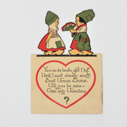 Greeting Card / Valentine Stand-Up, Dutch Couple, Unused, Vintage