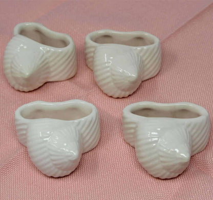 4 Pottery Barn Outlet wood and shell beach napkin rings New