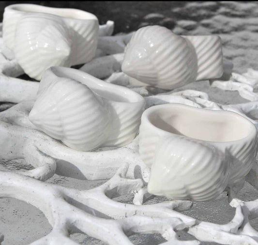 seashell shaped napkin rings, vintage