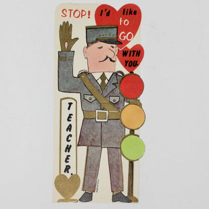 Greeting Card / Valentine Mini, For Teacher, French Police, Unused, Vintage
