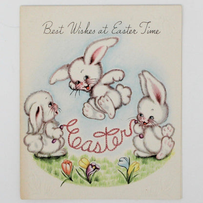Greeting Card / Easter, 3 Bunnies Jumping Rope, American Greeting, Unused, Vintage