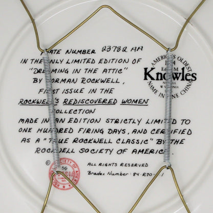Decorative Plate, Knowles, Norman Rockwell, Dreaming in the Attic, Vintage