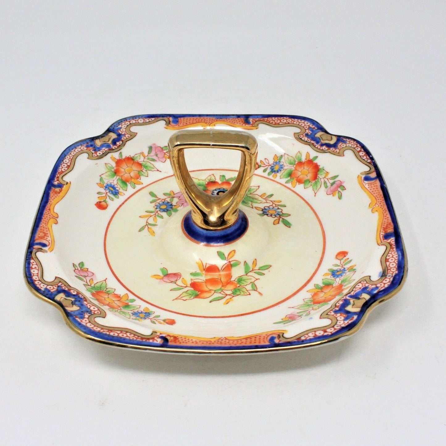Bon Bon / Candy Dish, Moriyama Mori-Machi, Square with Handle, Antique, Japan