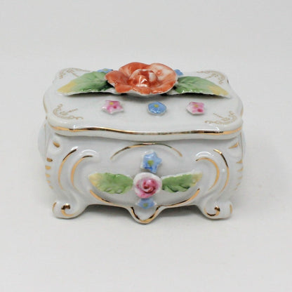 Trinket Box, TT Takito, Hand Painted Rose, Japan Porcelain, Vintage