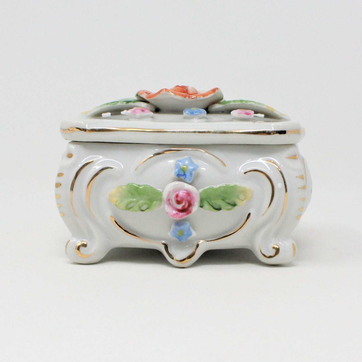 Trinket Box, TT Takito, Hand Painted Rose, Japan Porcelain, Vintage