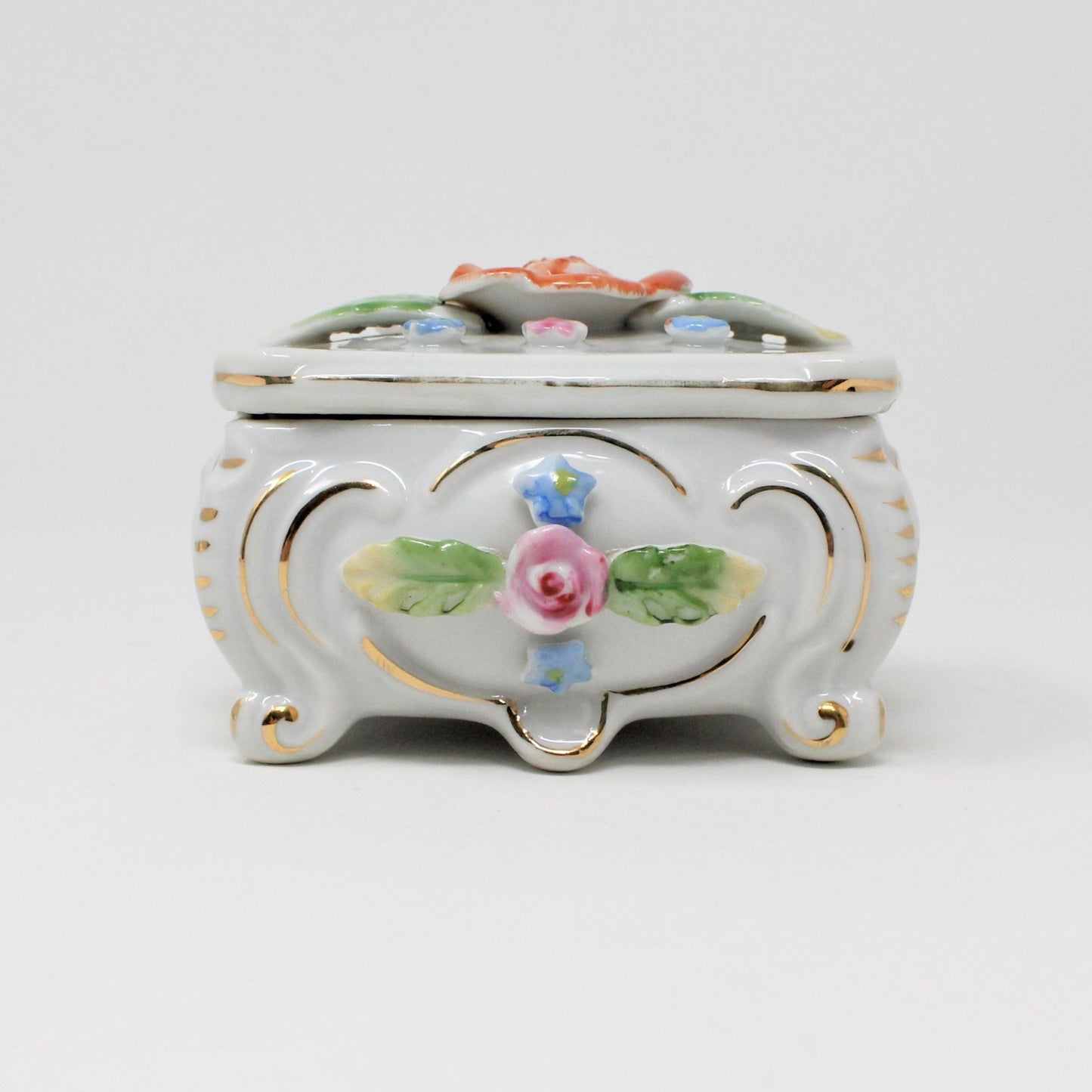 Trinket Box, TT Takito, Hand Painted Rose, Japan Porcelain, Vintage