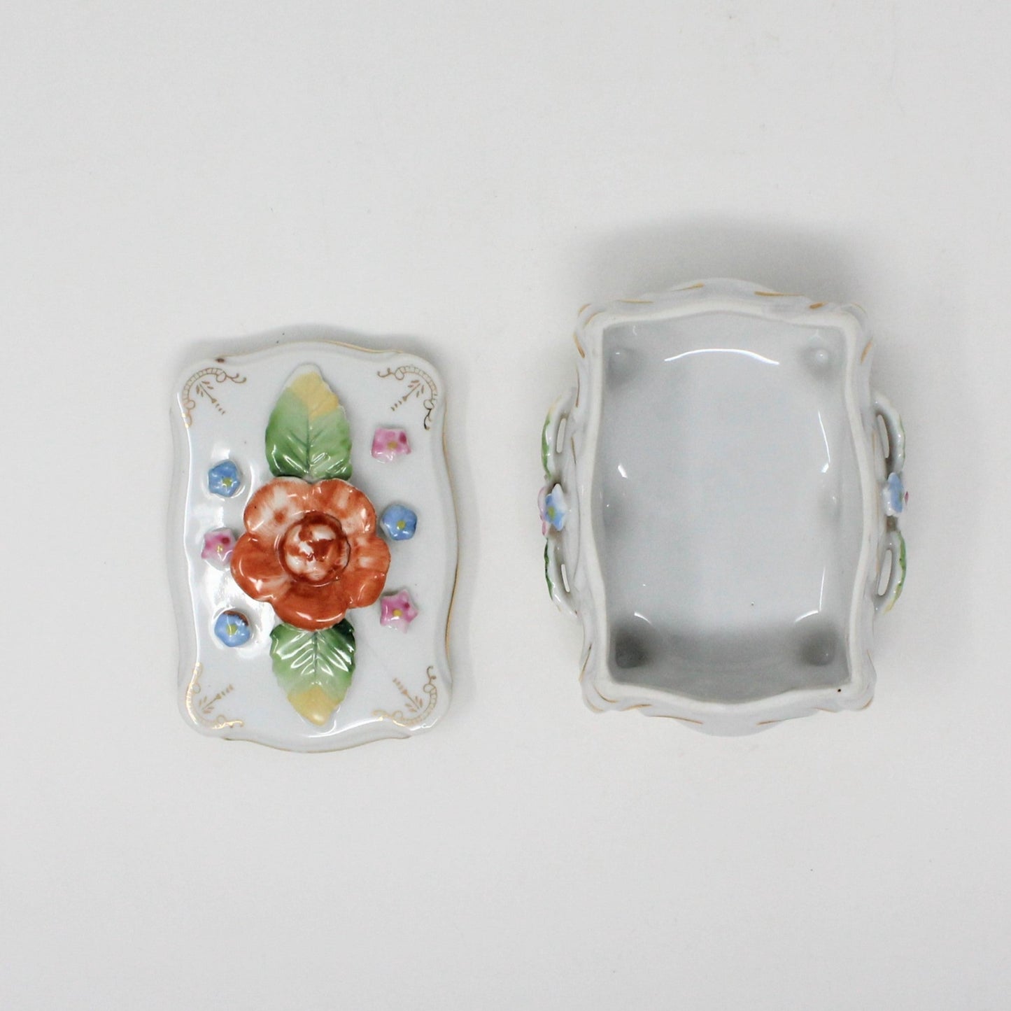 Trinket Box, TT Takito, Hand Painted Rose, Japan Porcelain, Vintage