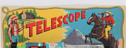 Telescope, Cowboy and Indian Tin Litho Telescope, 1950's Japan NOS