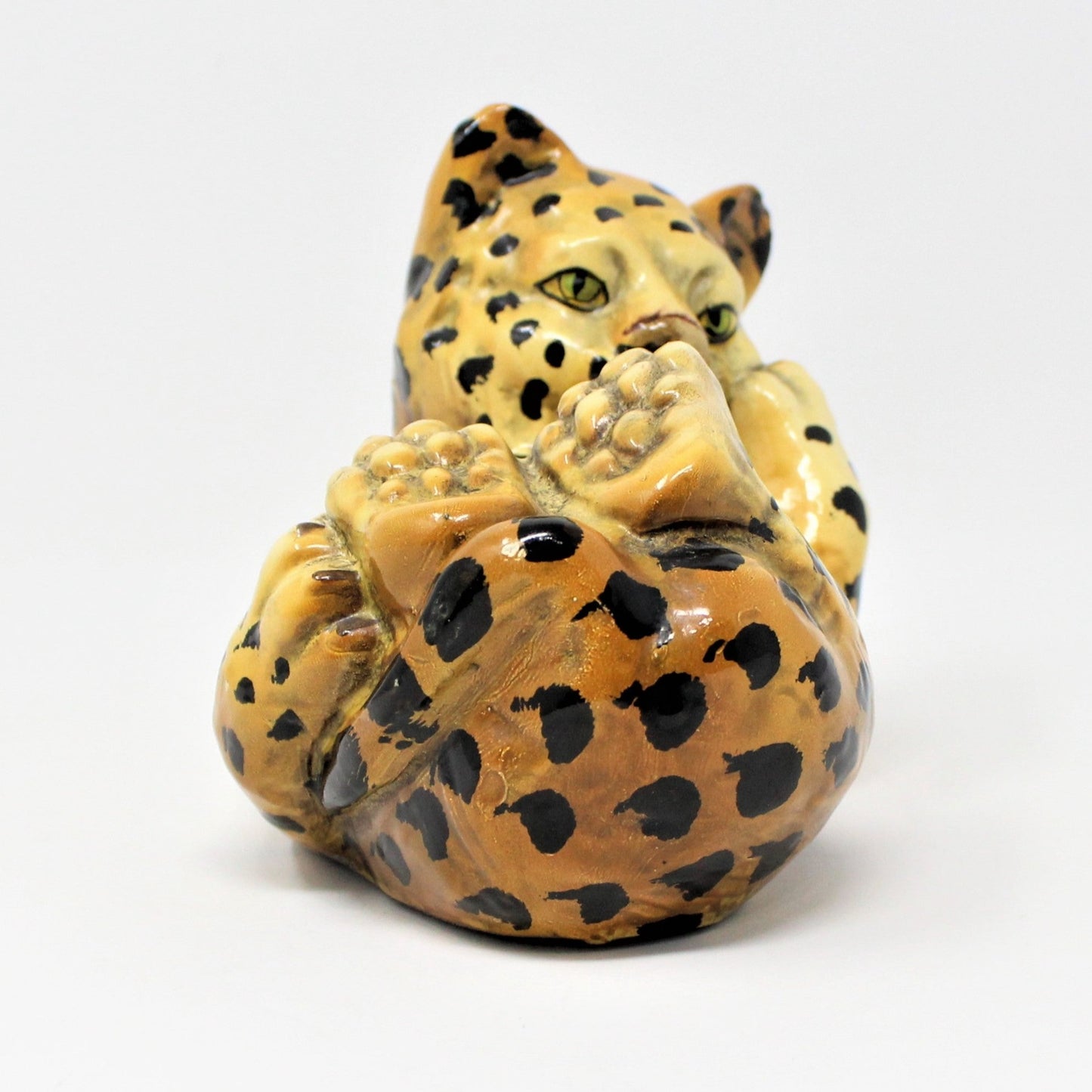 Sculpture, Leopard /Cheetah Cub, Portugal Ceramic, Vintage, SOLD