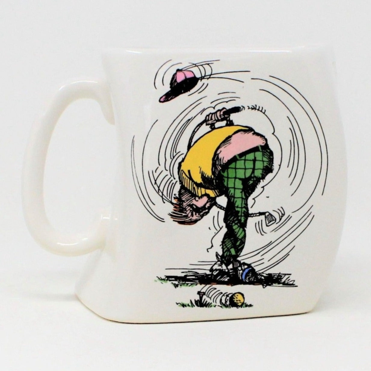 Mug, Golf Gifts, Results of Over Swing, Funny Shape, Ceramic, Vintage 1991