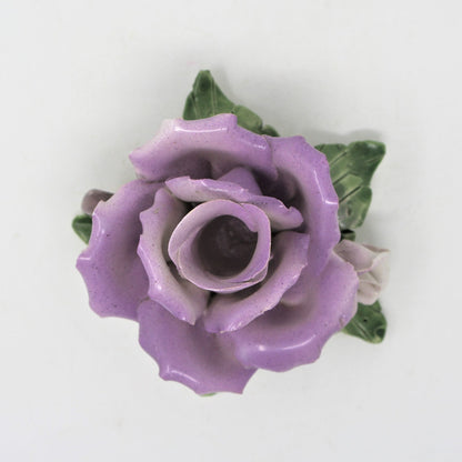 Candle Holder / Chamberstick, Bassano, Rare Lilac / Purple Rose, Vintage Italy, SOLD