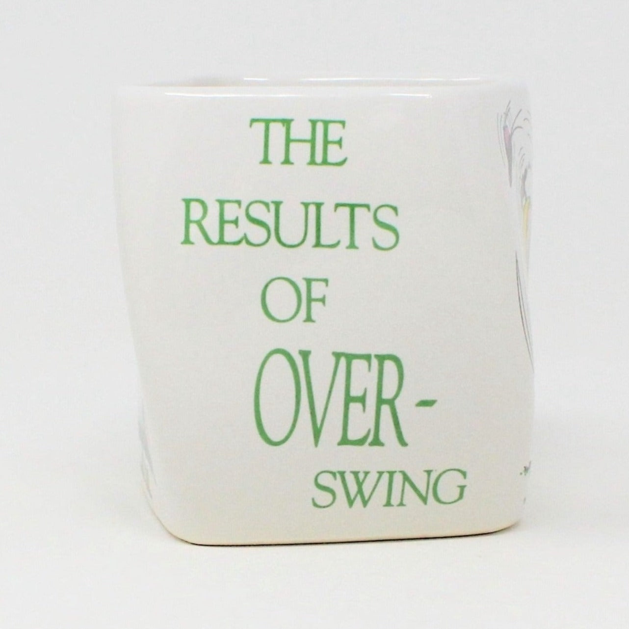 Mug, Golf Gifts, Results of Over Swing, Funny Shape, Ceramic, Vintage 1991