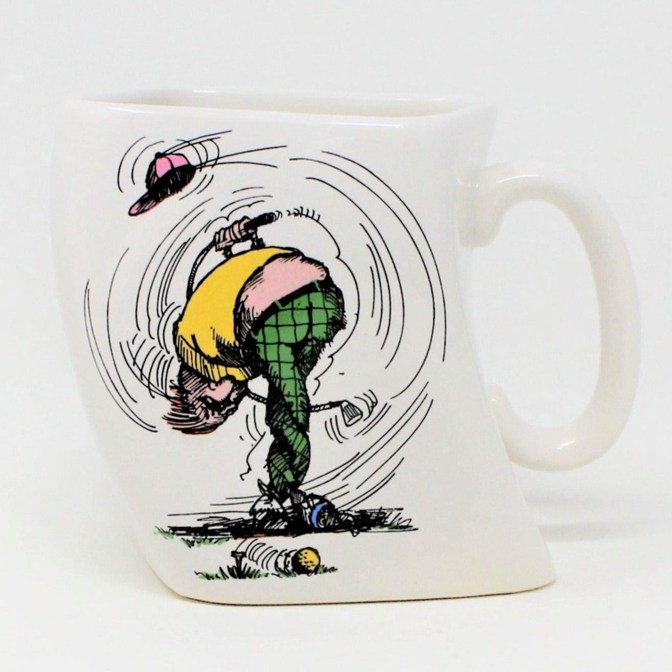 Mug, Golf Gifts, Results of Over Swing, Funny Shape, Ceramic, Vintage 1991