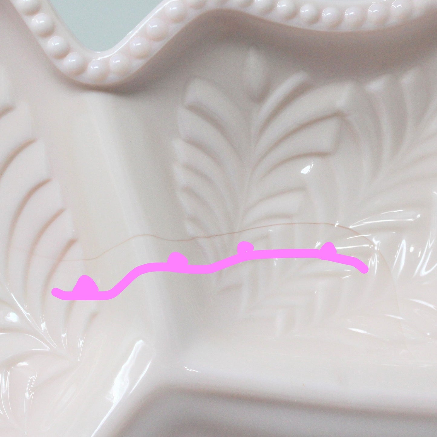 Divided Serving Platter, Jeannette Glass, Pink Milk Glass Feather Pattern, Vintage