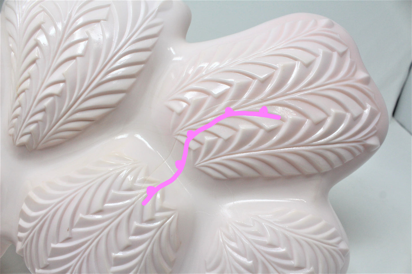 Divided Serving Platter, Jeannette Glass, Pink Milk Glass Feather Pattern, Vintage