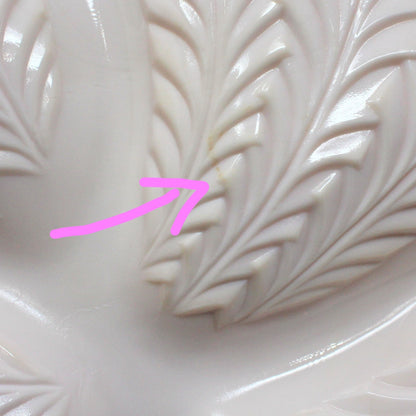 Divided Serving Platter, Jeannette Glass, Pink Milk Glass Feather Pattern, Vintage