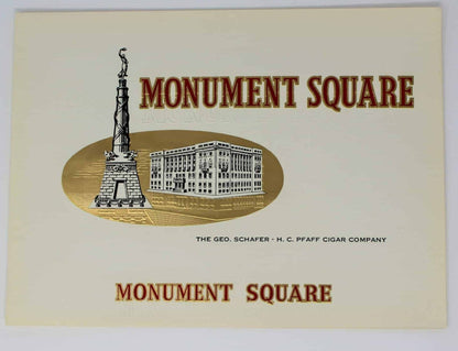 Cigar Box Label, Monument Square, Original Lithograph, NOS 1910's, Antique