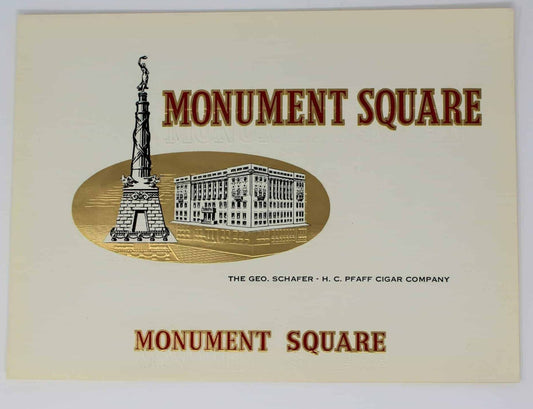 Cigar Box Label, Monument Square, Original Lithograph, NOS 1910's, Antique