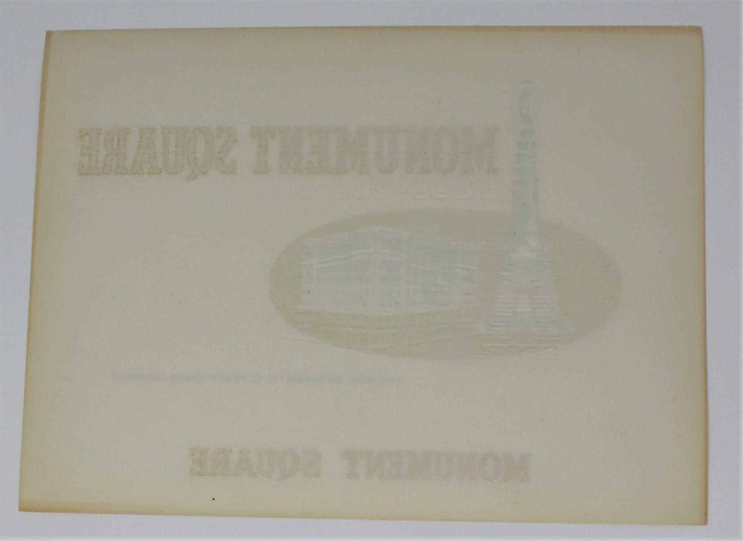 Cigar Box Label, Monument Square, Original Lithograph, NOS 1910's, Antique