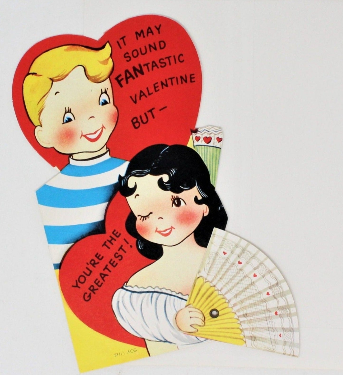 Greeting Card / Valentine, Movable, Spanish Senorita, Large 7", Unused, Vintage