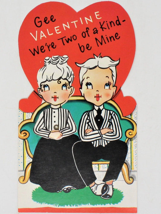 Greeting Card / Valentine, Movable, Victorian Couple, Large 7", Unused, Vintage