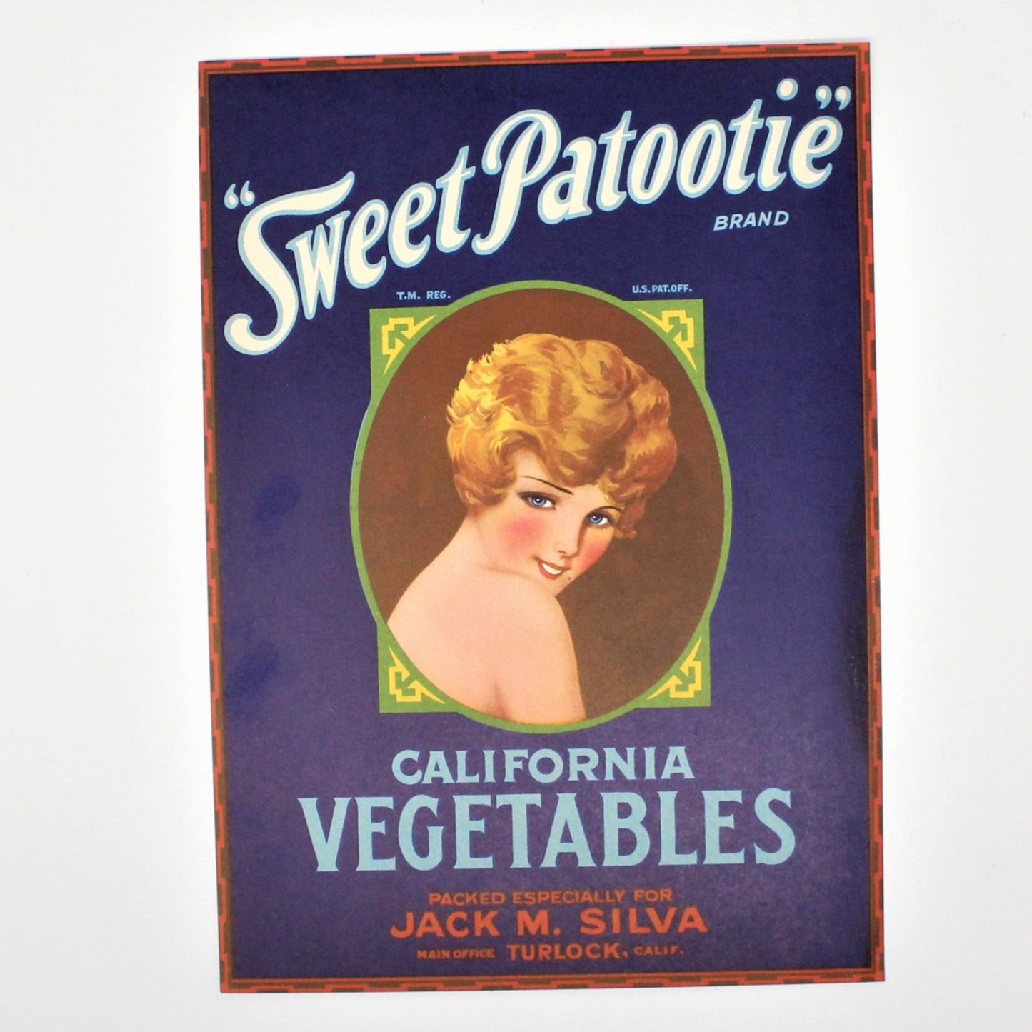Crate Label, Sweet Patootie Vegetables, Turlock, CA, Lithograph, NOS, Vintage, Portrait Orientation
