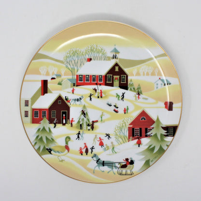 Decorative Plate, Betsey Bates, Christmas The Village School, Vintage 1985
