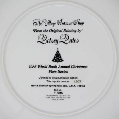 Decorative Plate, Betsey Bates, The Village Antique Shop, Vintage 1986
