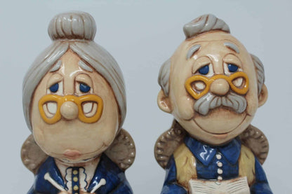 Bookends, Grandma and Grandpa (Old Man / Old Woman), Vintage Ceramic