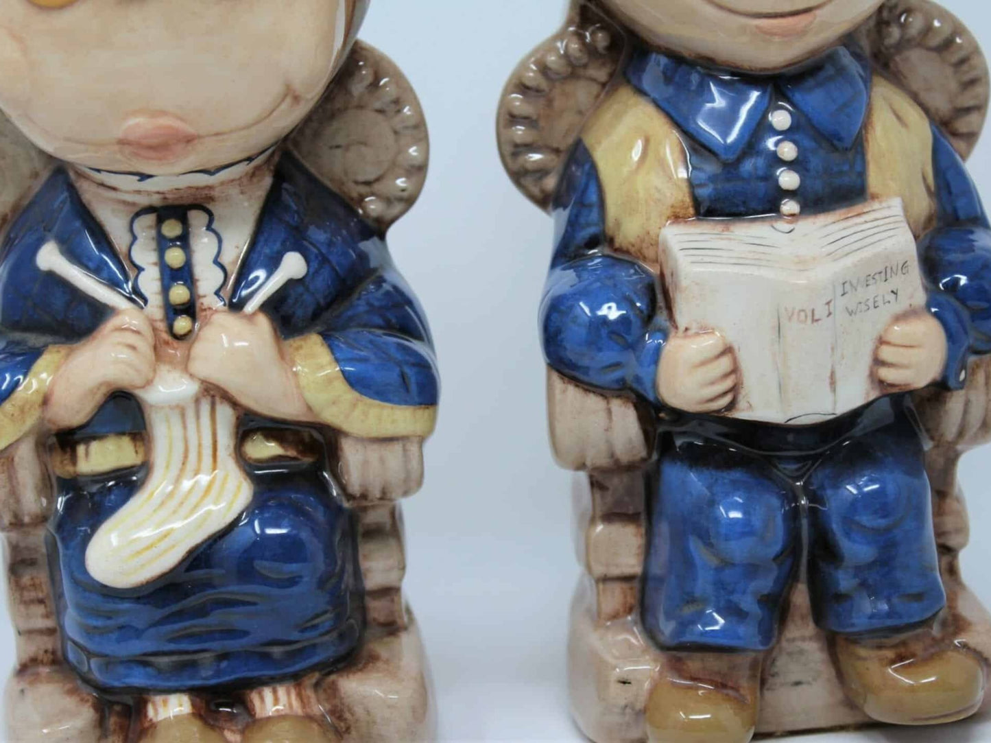 Bookends, Grandma and Grandpa (Old Man / Old Woman), Vintage Ceramic