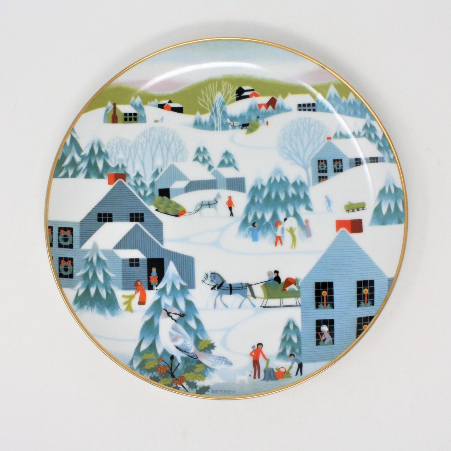 Decorative Plate, Betsey Bates, Home for Christmas, Vintage 1982