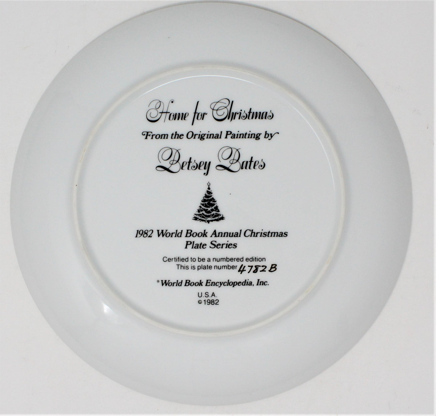 Decorative Plate, Betsey Bates, Home for Christmas, Vintage 1982