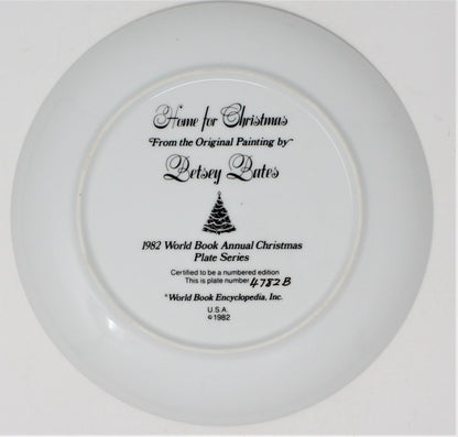 Decorative Plate, Betsey Bates, Home for Christmas, Vintage 1982
