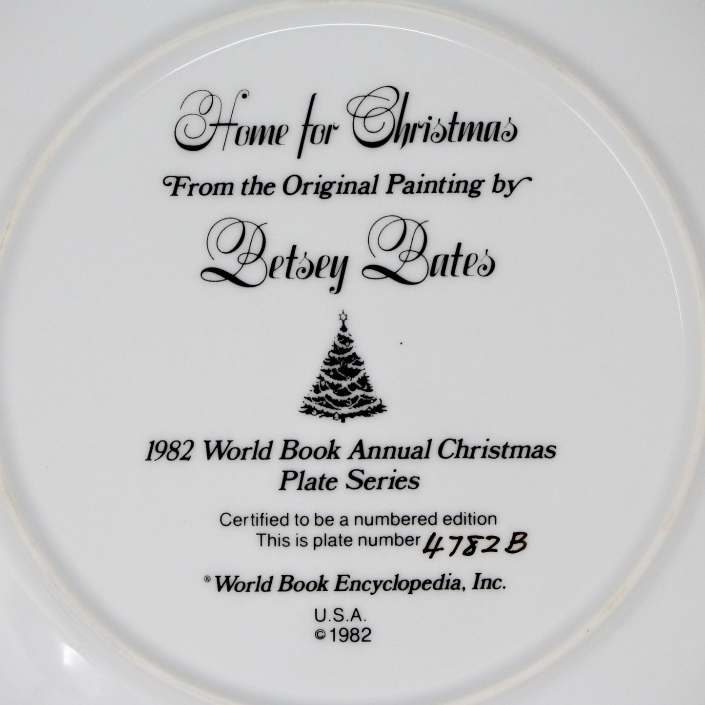 Decorative Plate, Betsey Bates, Home for Christmas, Vintage 1982
