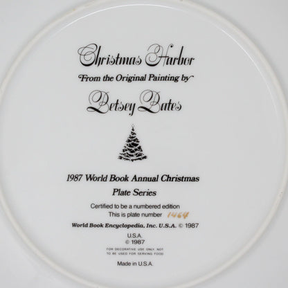 Decorative Plate, Betsey Bates, Christmas Harbor, Annual Plate, Vintage 1987