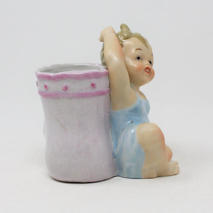 Planter / Baby Nursery, Napco Hand Painted Baby Bootee, Porcelain, Vintage