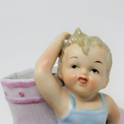 Planter / Baby Nursery, Napco Hand Painted Baby Bootee, Porcelain, Vintage