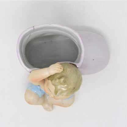 Planter / Baby Nursery, Napco Hand Painted Baby Bootee, Porcelain, Vintage