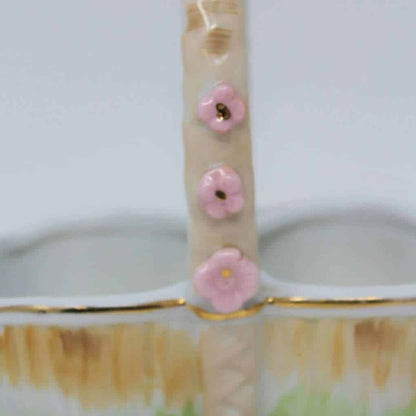 Salt and Pepper Shakers, Basket with Pink Roses, Porcelain Japan