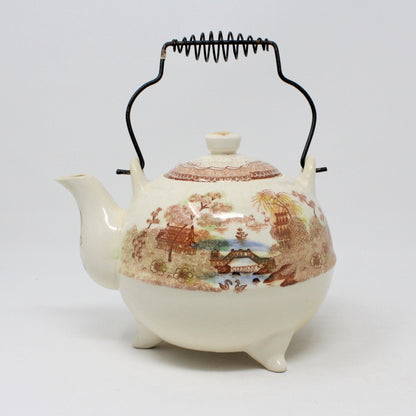 Teapot, Brown & Richie, Oriental Gardens, Brown Transferware, Vintage