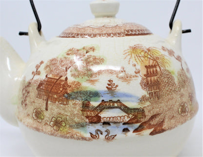 Teapot, Brown & Richie, Oriental Gardens, Brown Transferware, Vintage