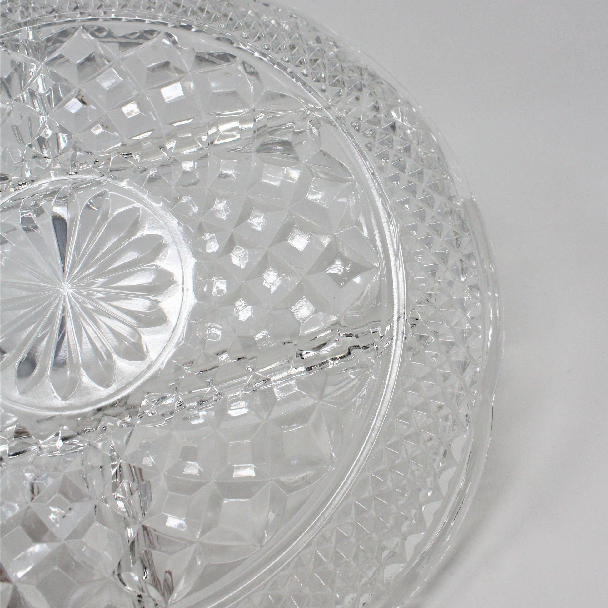 back view of Wexford Divided Serving Plate by Anchor Hocking