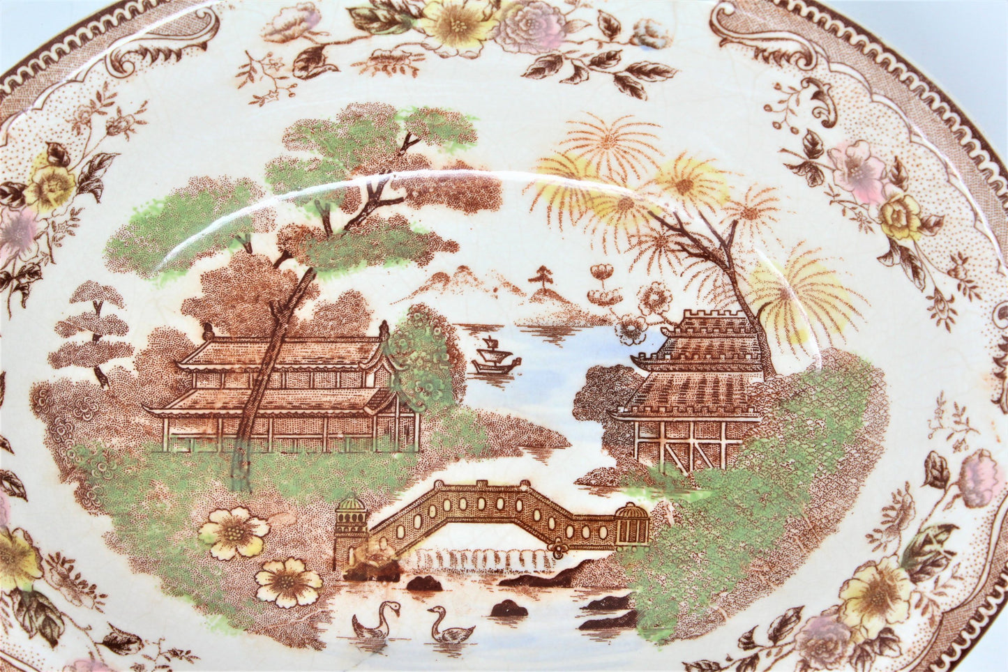 Serving Bowl, Brown & Richie, Oriental Gardens, Brown Transferware, Vintage, SOLD