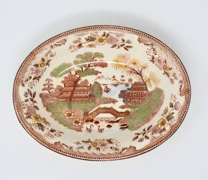 Serving Bowl, Brown & Richie, Oriental Gardens, Brown Transferware, Vintage